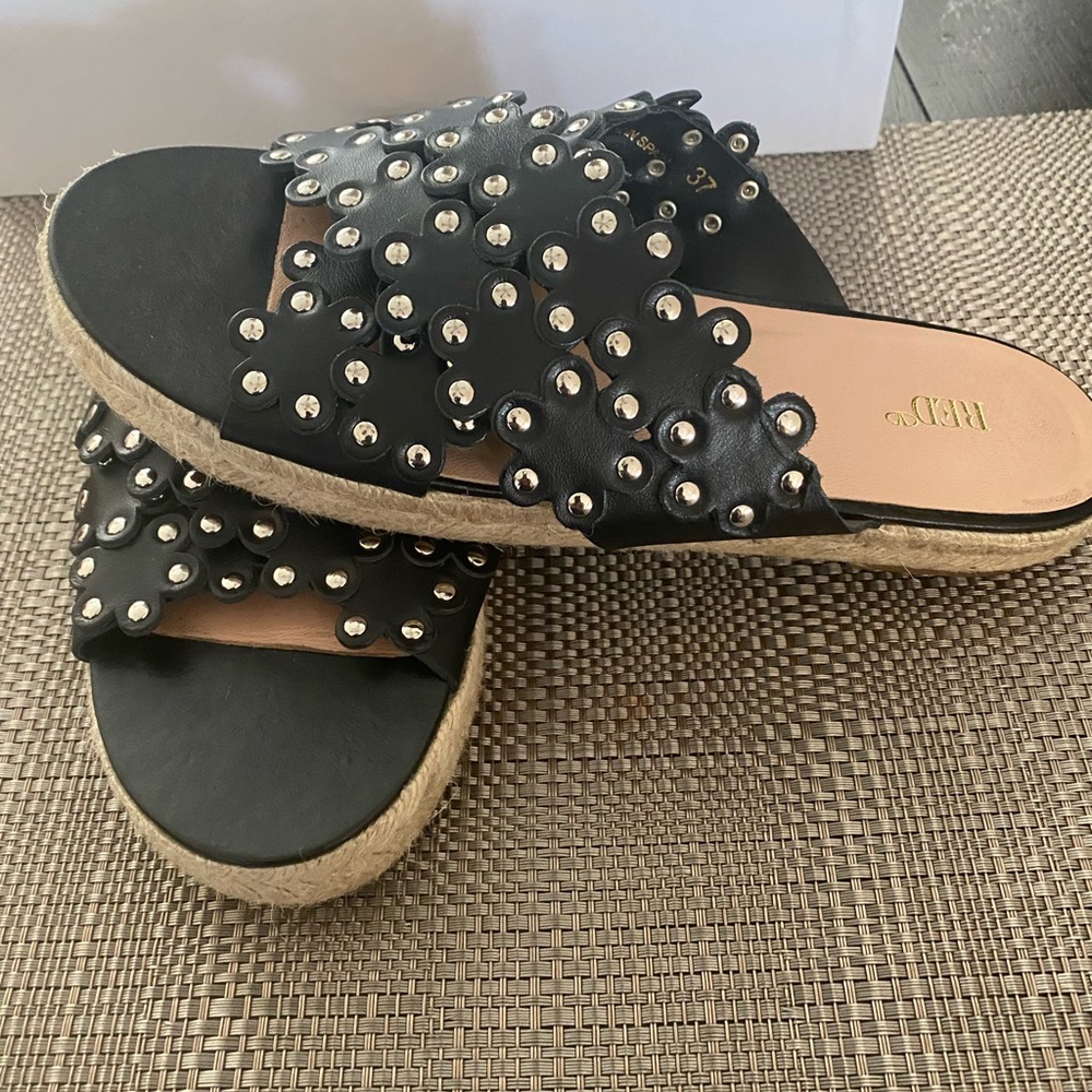 REDValentino Flower Puzzle Studded Leather Slides